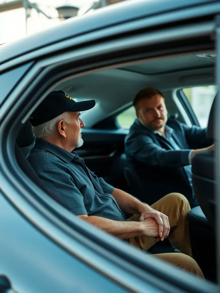 An image of a comfortable sedan providing transportation for a veteran to a VA appointment, showcasing respect and care.